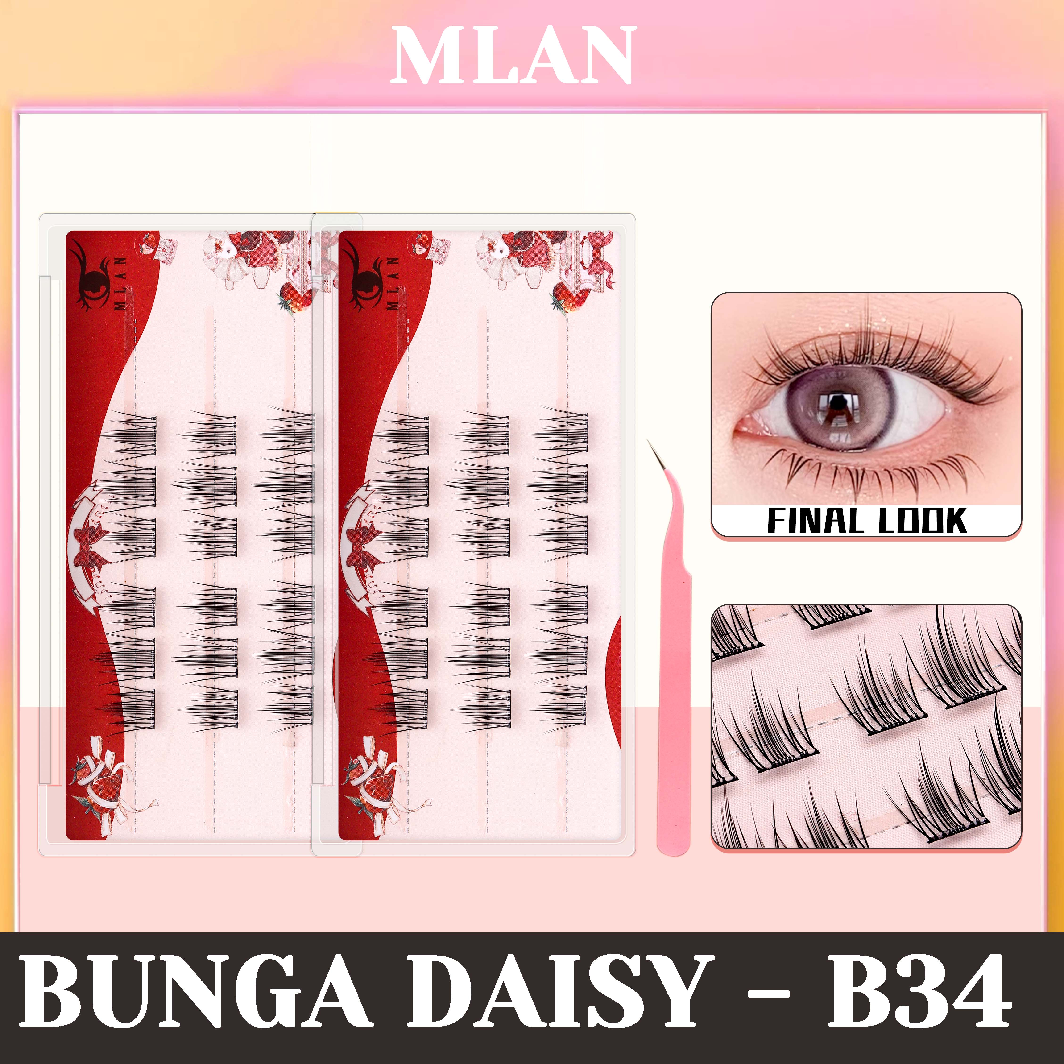 MLAN B34 Bunga Daisy / Natural Lash Bulumata Palsu Tanpa Lem C Curl 10–12mm