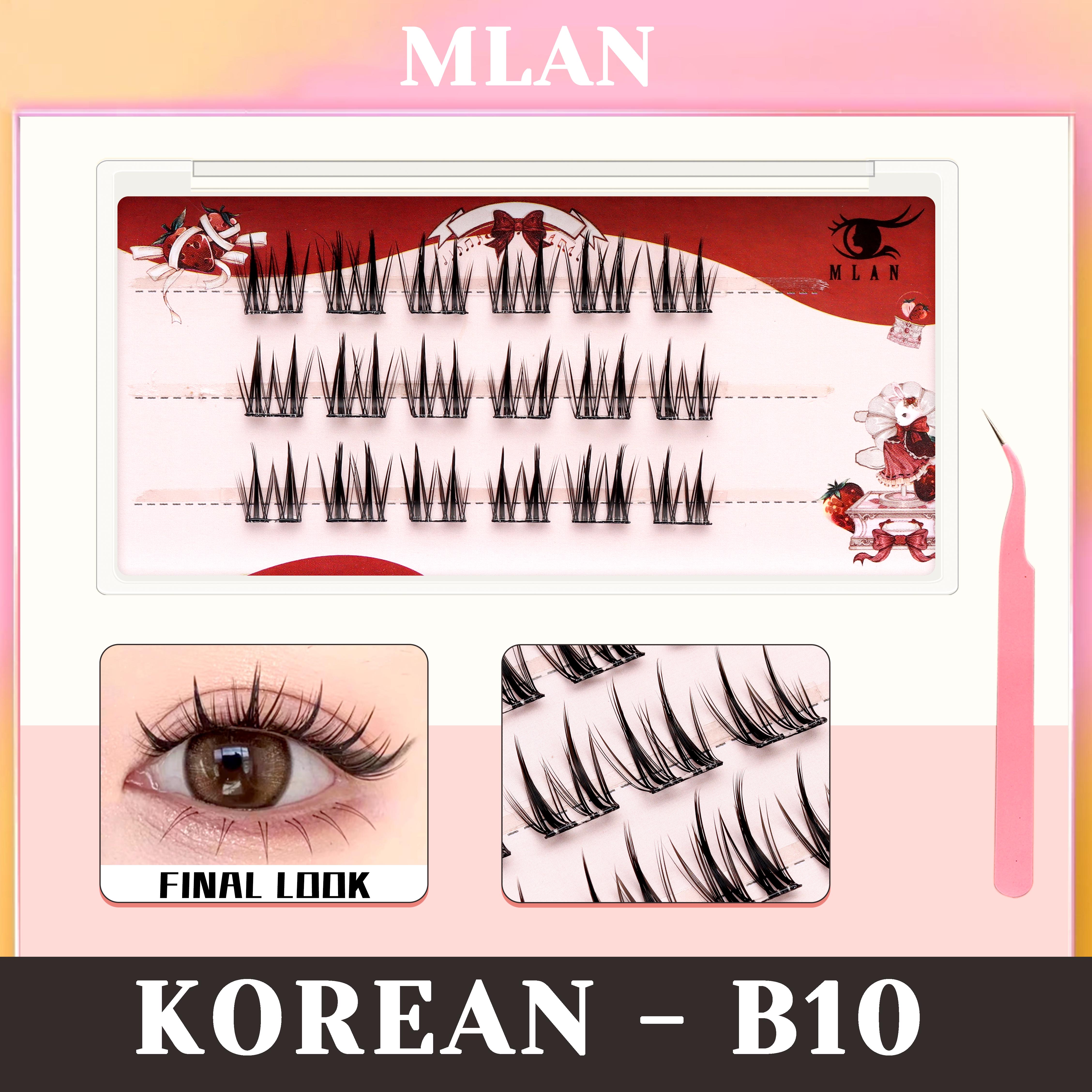 MLAN B10 Korean Lash Bulumata Palsu Tanpa Lem C Curl 11–13mm