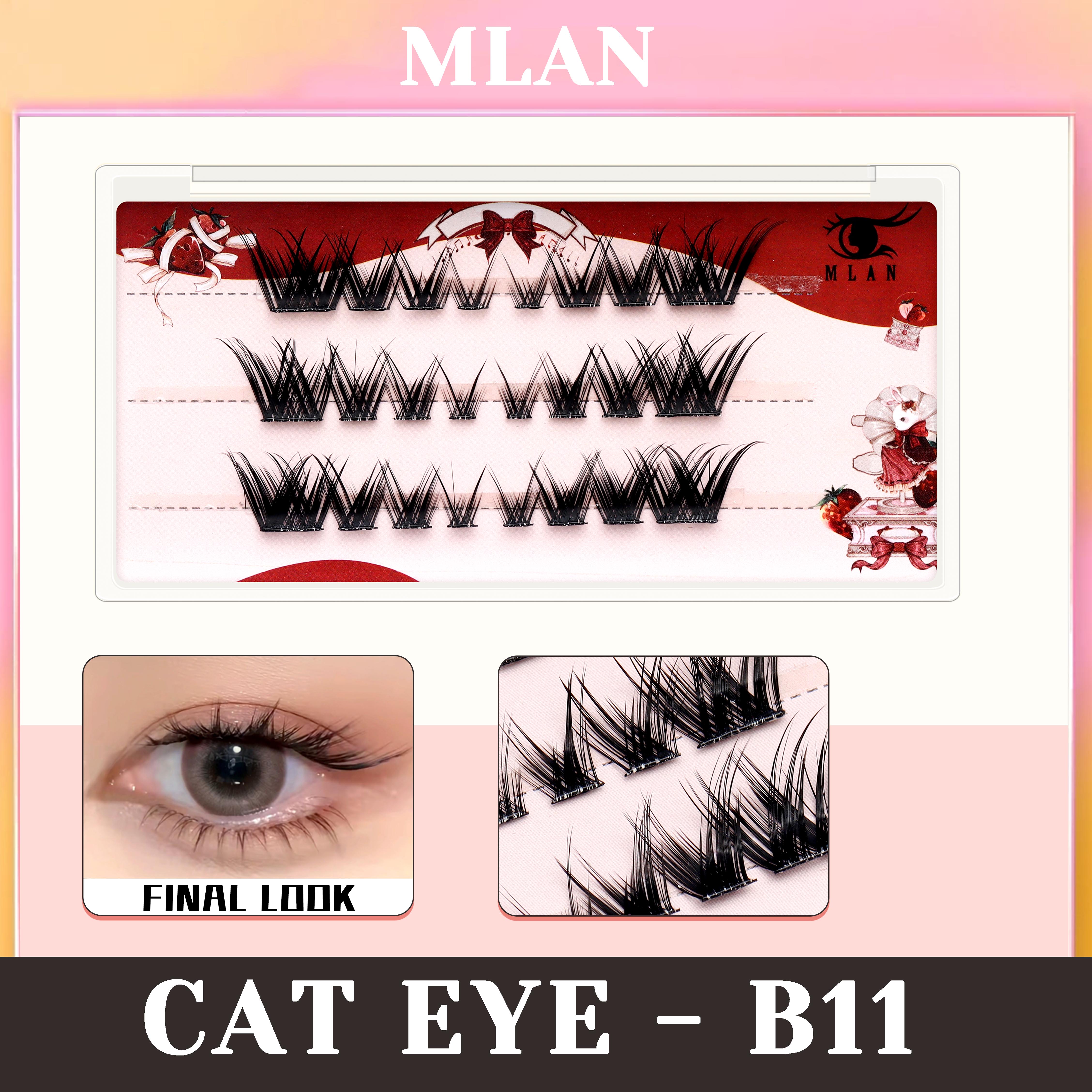 MLAN B11 Cat Eye Lash Bulumata Palsu Tanpa Lem C Curl 6–13mm