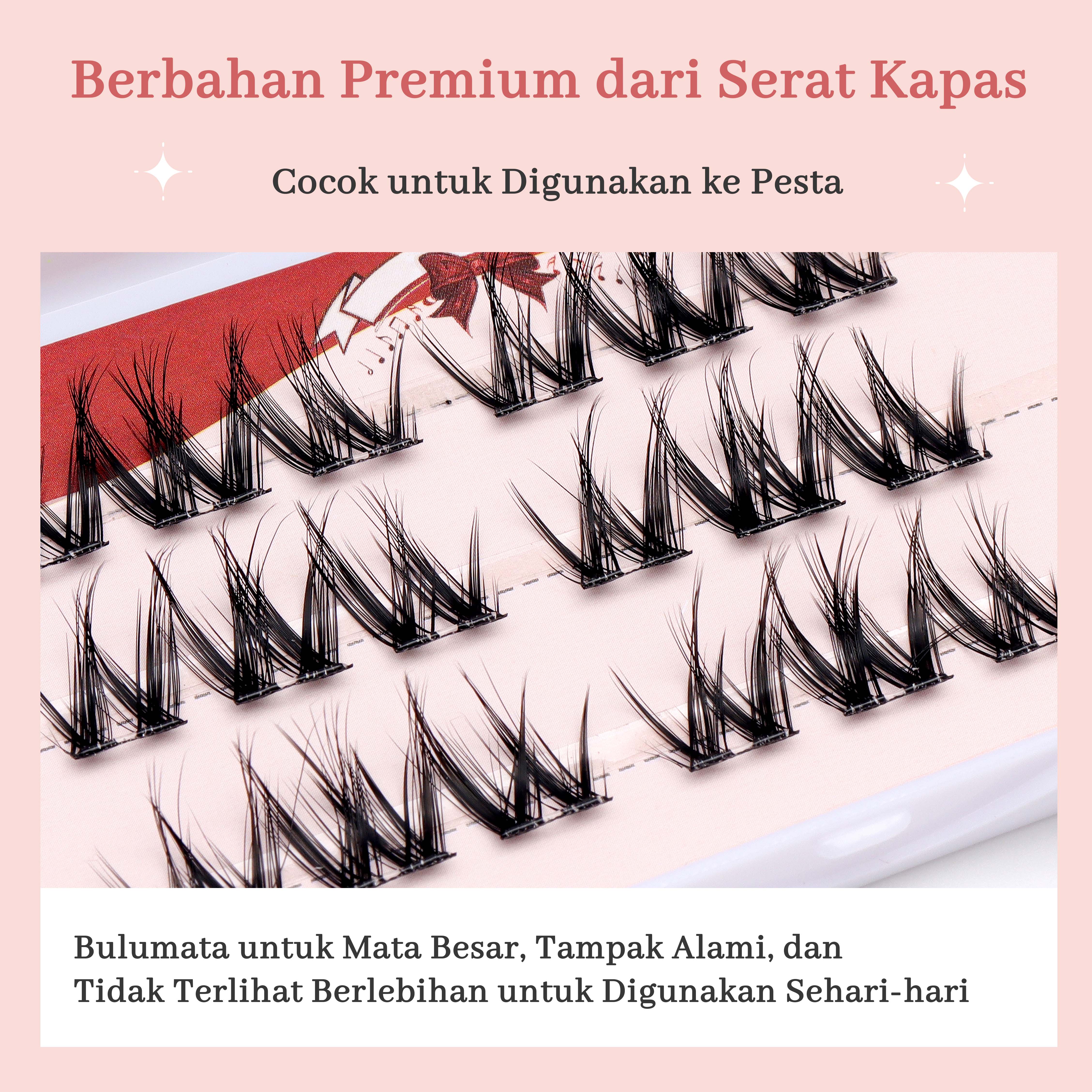 [Langsung Tempel] MLAN B12 Russian Lash Bulumata + Pinset Pink Bulumata Palsu Serat Kapas Hitam Pekat C Curl 10–13mm Thumbnail 2
